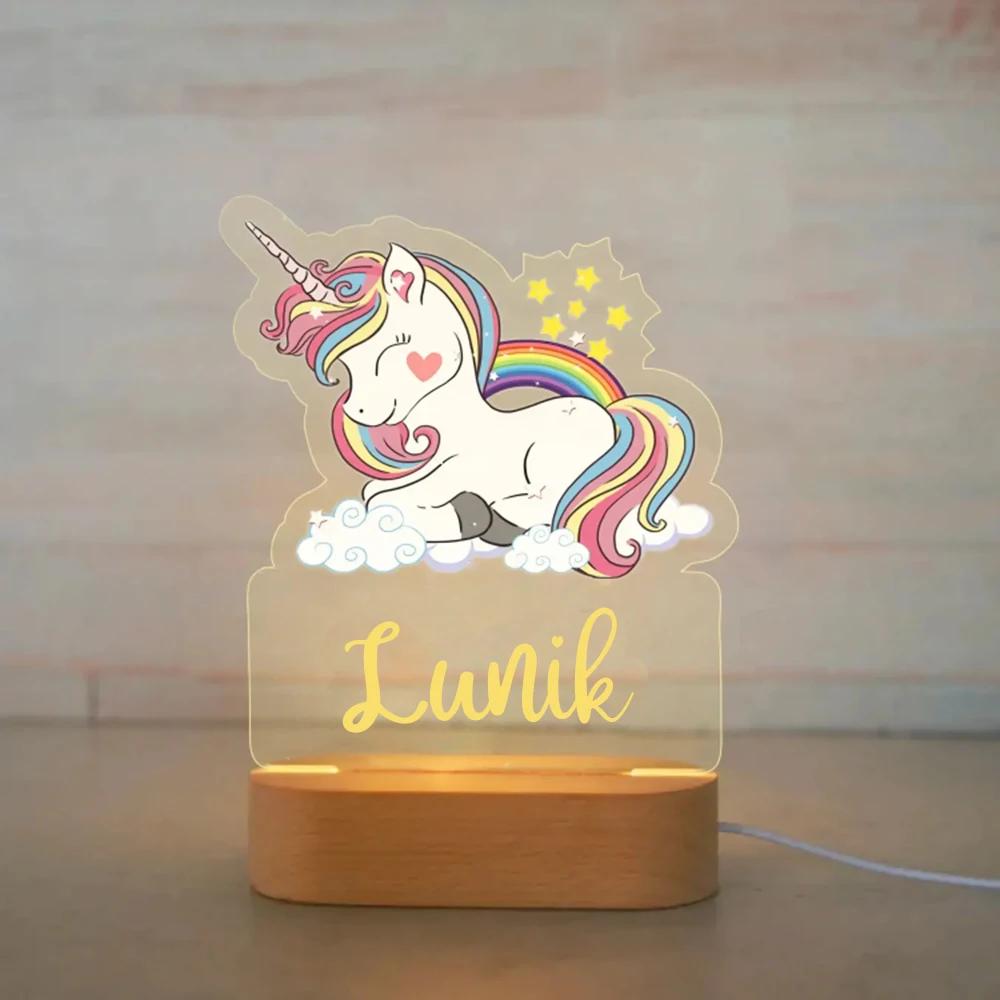 Personalized Animal Night Light - Custom Name Acrylic Lamp for Kids Bedroom Decor Baby Birthday Christmas Gift