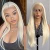 Platinum Blonde Lace Front Wig Long Silky Straight Synthetic Lace Hair Heat Resistant Natural Hairline Daily Use Cosplay Wigs