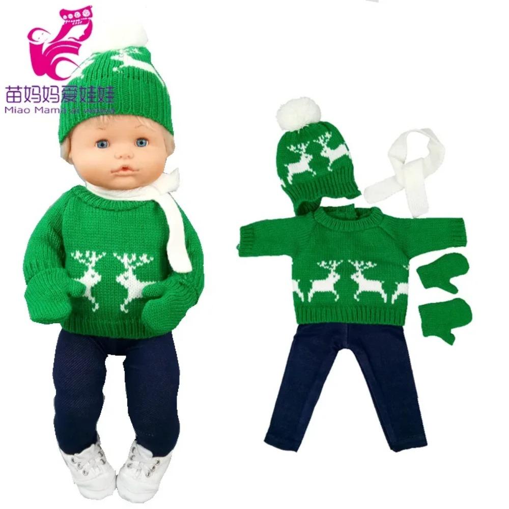 16-calowe ubranka dla lalki Nenuco w różowym swetrze, czapce i szaliku, 40 cm kostiumy dla lalek, zimowy zestaw świąteczny