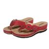 Summer style herringbone wedge solid color casual flower slippers women's large size