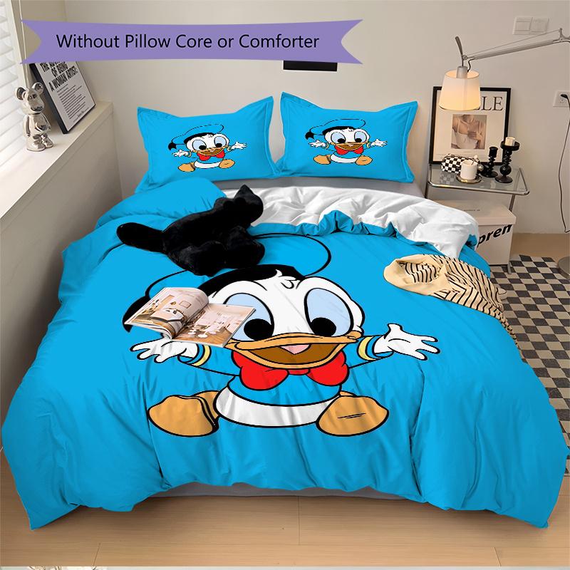 3pcs Cute Donald Duck Printed Quilt Set Soft and Comfortable Quilt Cover for Bedroom, Guest Room W014