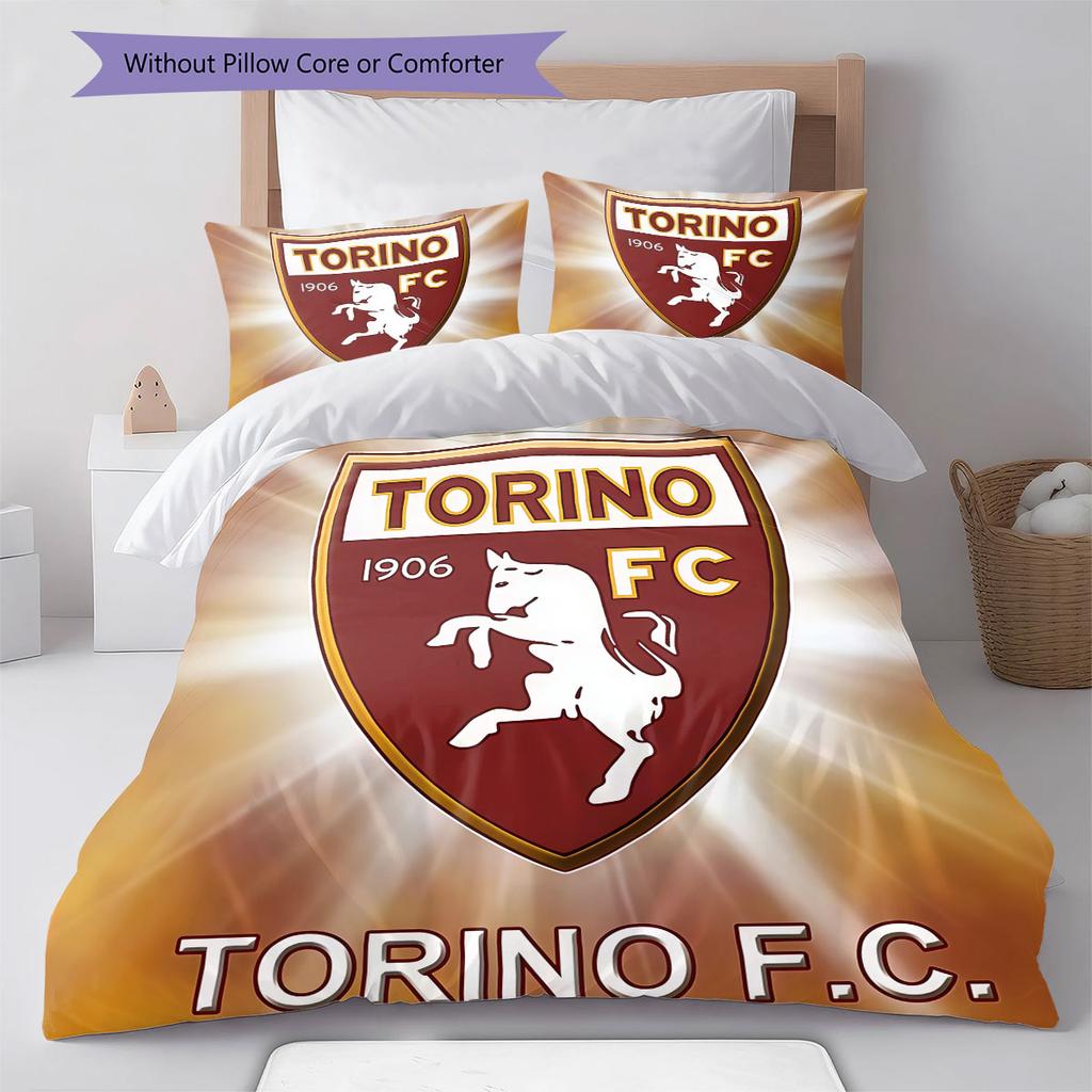 Torino F.C Bedding Quilt Set Quilt Cover Pillowcase Home Decoration Birthday Gift (1 * Duvet Cover + 2 * Pillowcase, Without Core)