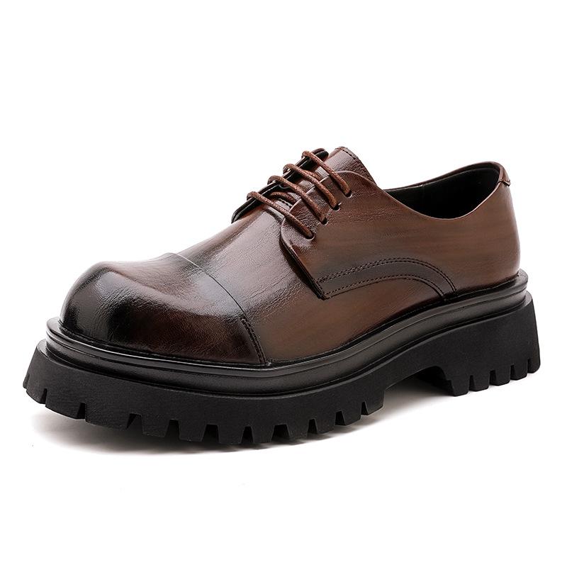 Men s Retro Patchwork Lace-up Leather Shoes - Plus Size, Casual Formal 43 коричневый