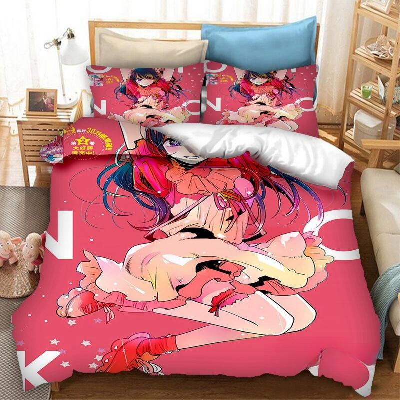 Anime OSHI NO KO 3D-Druck Bettwäsche-Set 2/3-teilig Bettbezüge Kissenbezüge Tagesdecke Heimtextilien
