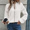 2026 New Autumn Elegant Jacquard Lace Hollow Top Ladies Lace White Shirt