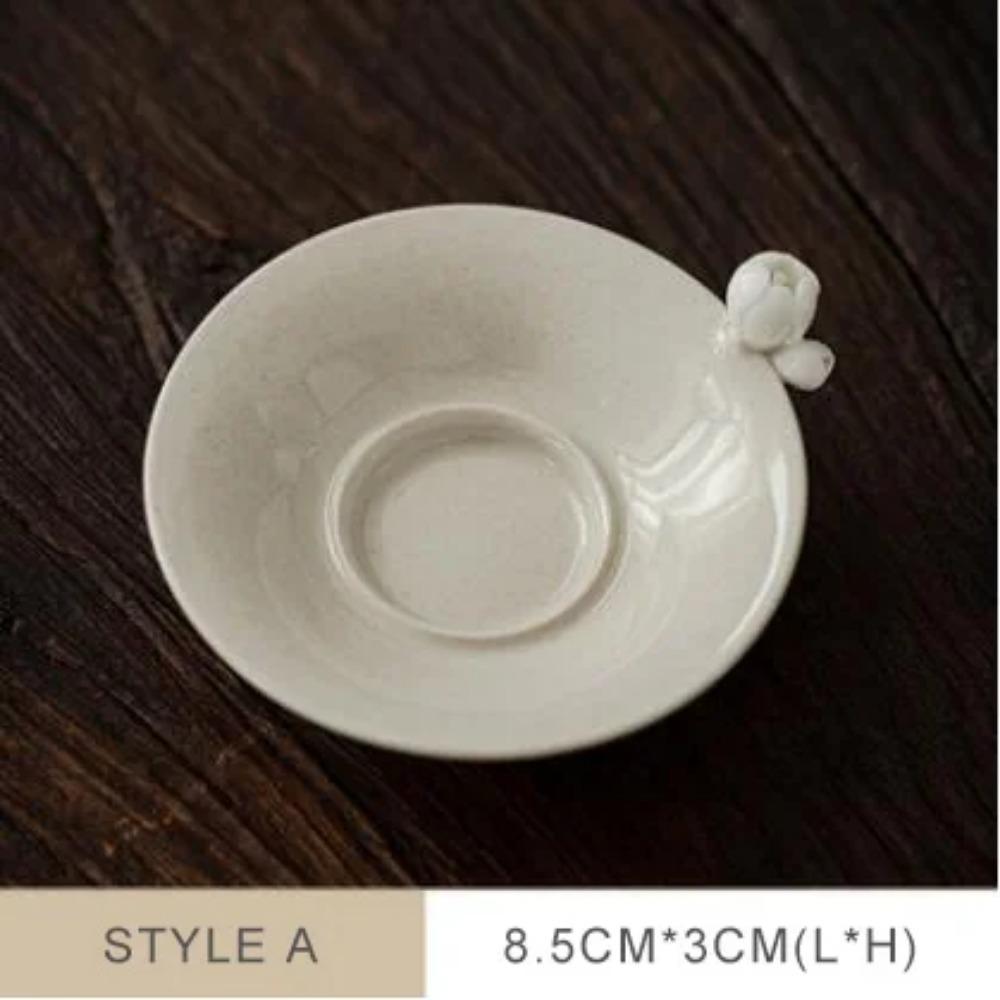 

PINNY Ретро Растение Пепельная Глазурь Чашки Блюдца Традиционные Китайские Чайные Аксессуары Кунг-Фу Подставки для Чашек Ручной Работы Цветы Сливы