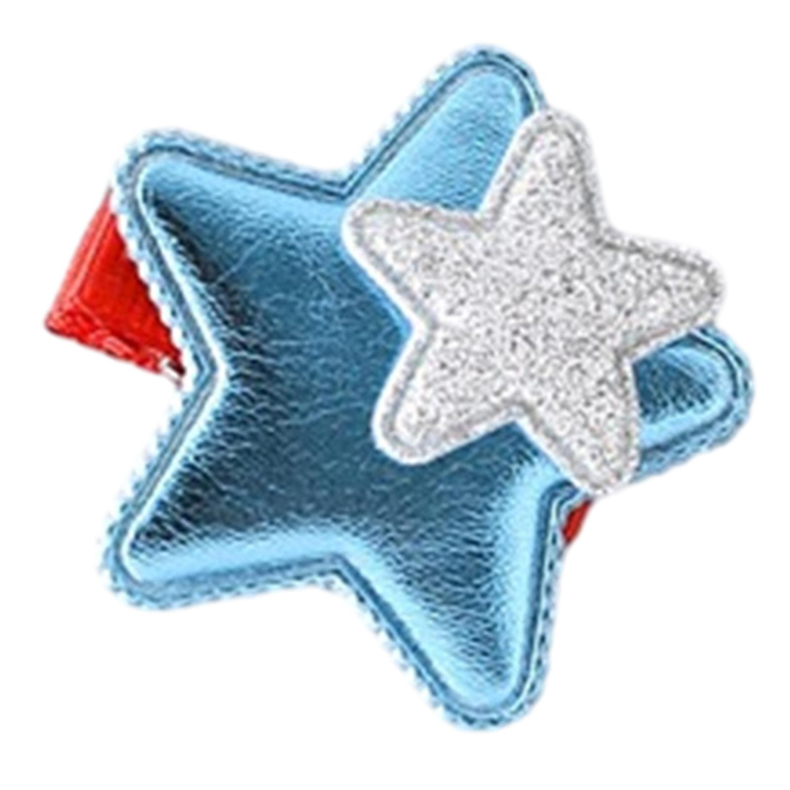 

Girls Hair Clip Sparkly Hairpin Y2K Metallic Headdress Hair Accessories Star Glitter Duckbill Clip Hairpin синий