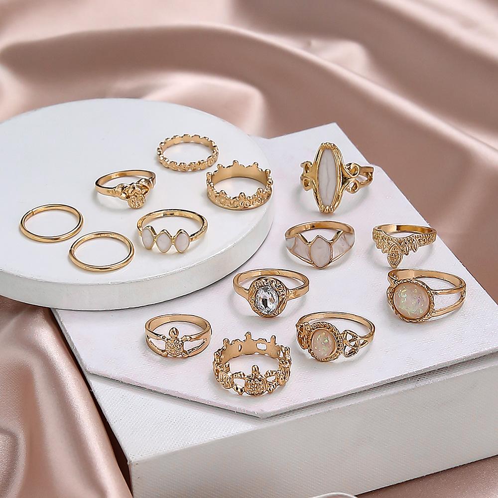 Vintage Carved Starry Sky 14-piece Combination Ring Set