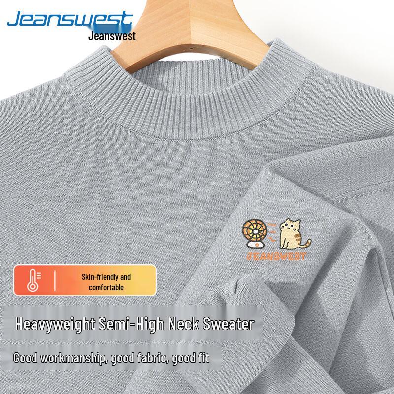 

Jeanswest Men s 2025 Cartoon Cat Semi-High Collar Knit Sweater 2XL