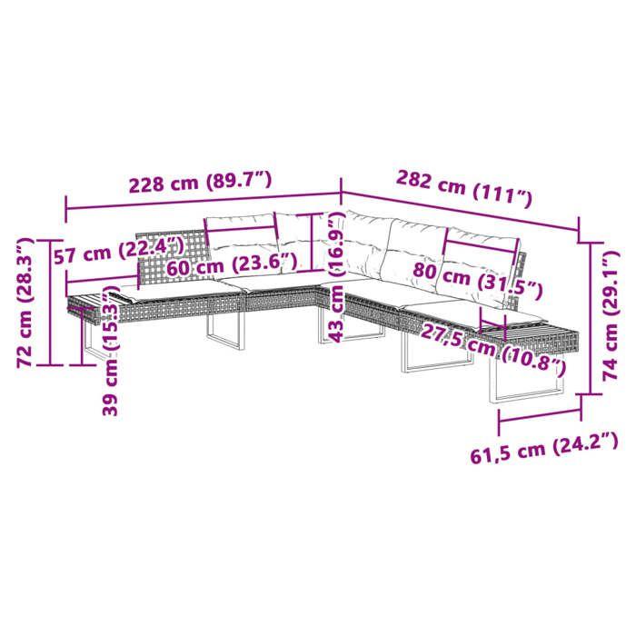 VidaXL Salon de jardin avec coussins 2 pcs noir résine tressée acacia 3277497