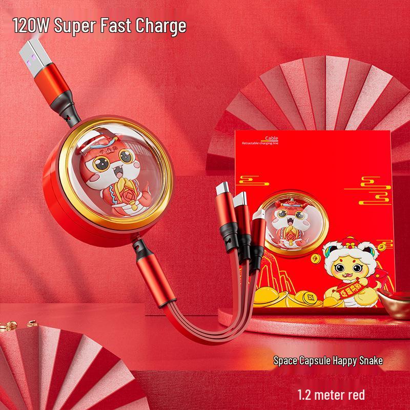 Juran Retractable Multi-Head Fast Charging Cable - 3-in-1 Function