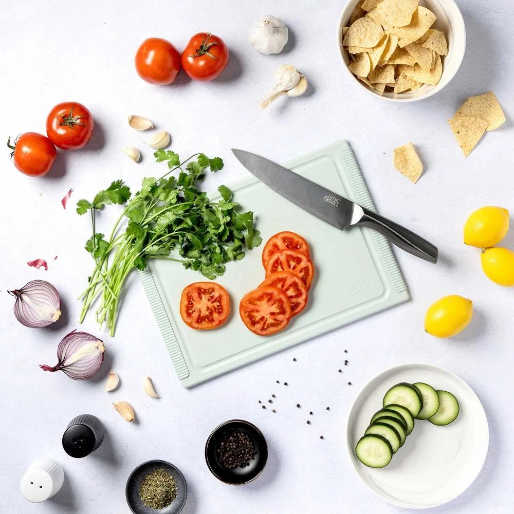 Medium Poly Cutting Board with Juice Well Non-Slip Edges Dual-Sided Design Blade-Friendly Durable Kitchen Prep Tool Rectangle