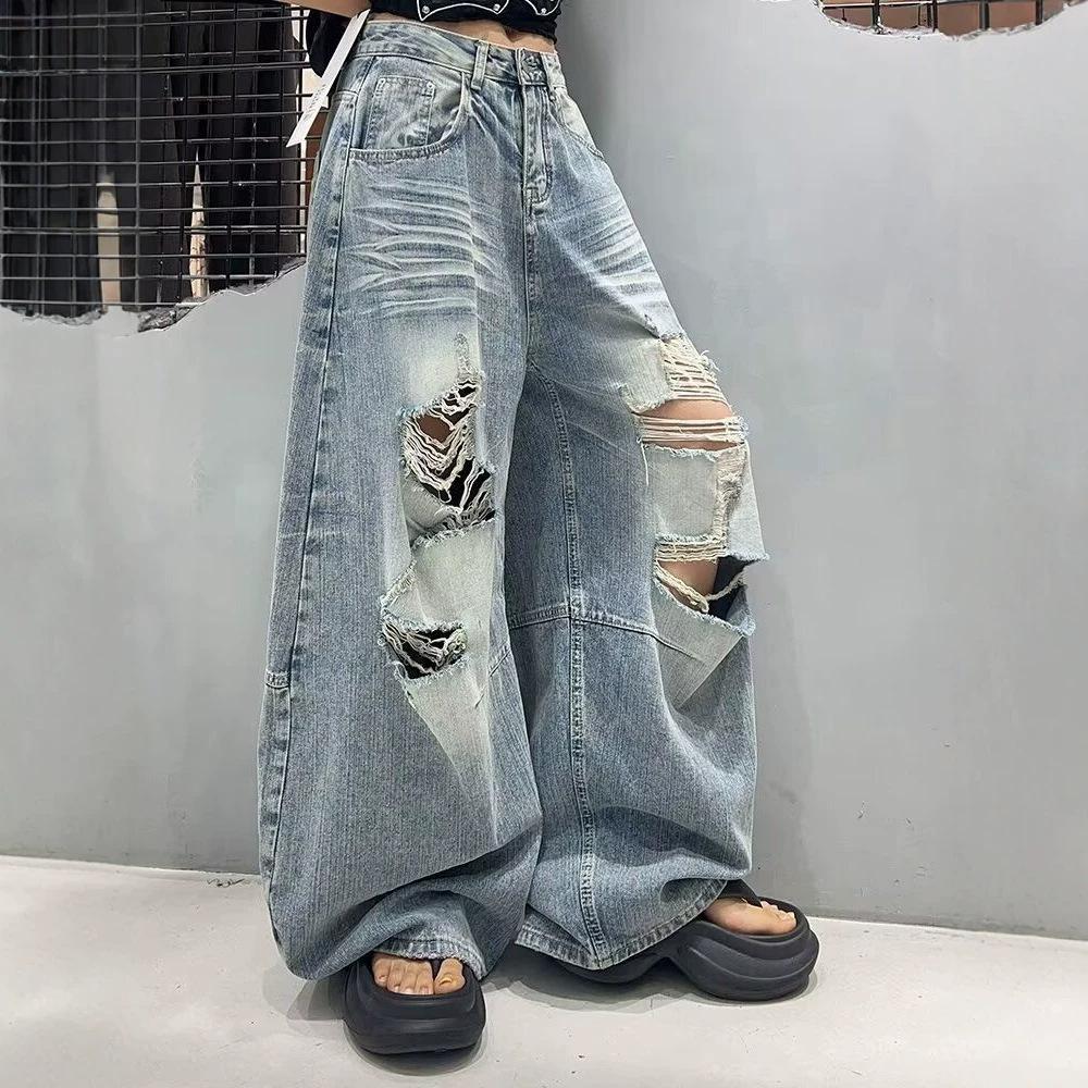 Women Straight Leg Denim Jeans Casual Solid Color Cotton Blend High Waist Daily Streetwear Long Pants