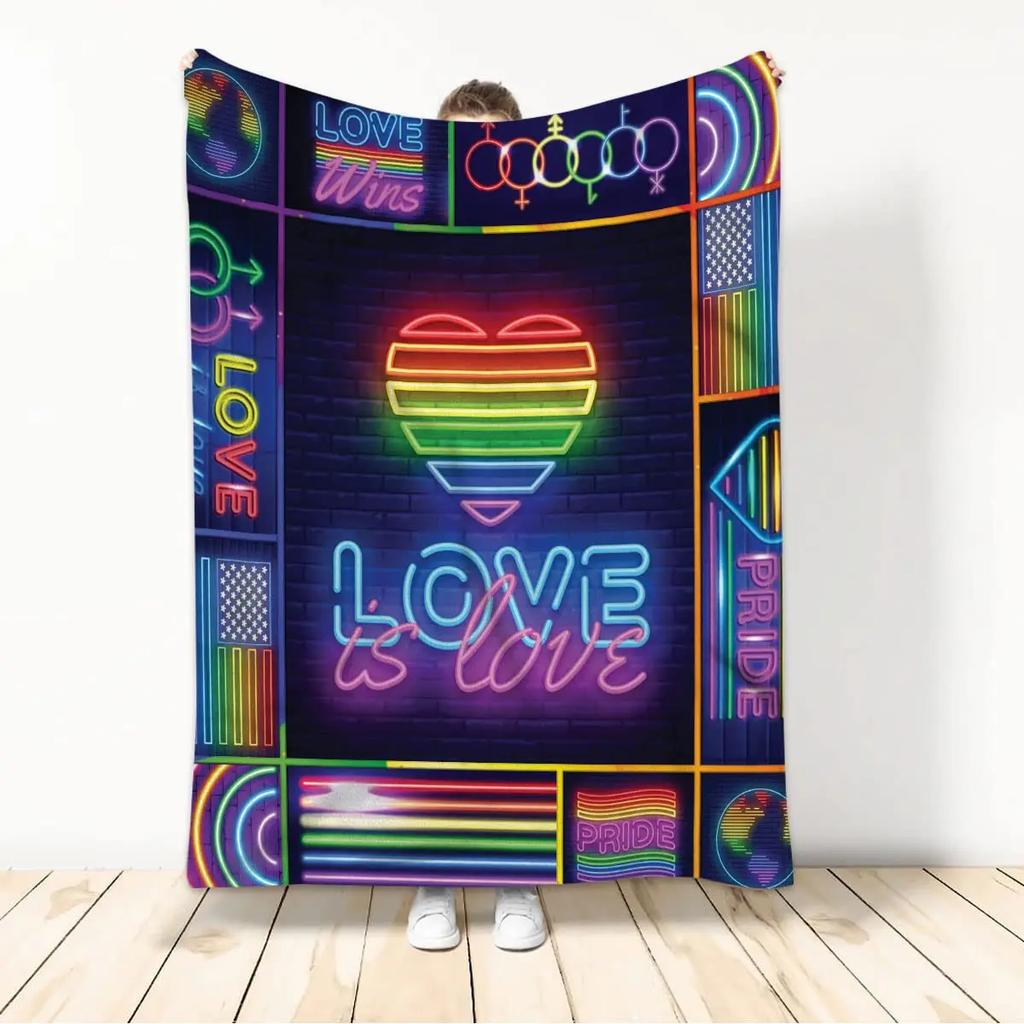 Kuscheldecken LGBT Gay Pride Lesbisch Regenbogen Flanelldecke für Couch Sofa Decken Große Bettwäsche Geschenke für Weihnachten Neujahr