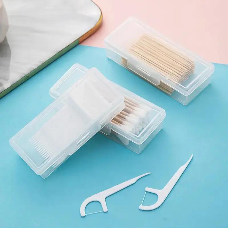 1pcs Portable Clear Small Items Storage Box, Bathroom Organizer Storage Case, Swab Holder Box,Toothpicks Sorting Box, Dust-Proof Storage Box