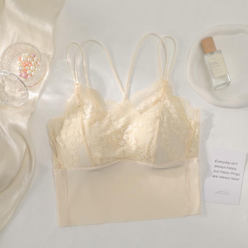 French Lace Strappy Camisole Top for Women - No Underwire, Stylish Outerwear & Inner Base Layer