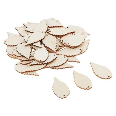 50x Unfinished Wood Leaves Tag Wooden Pieces Cuts DIY Art Crafts Decor