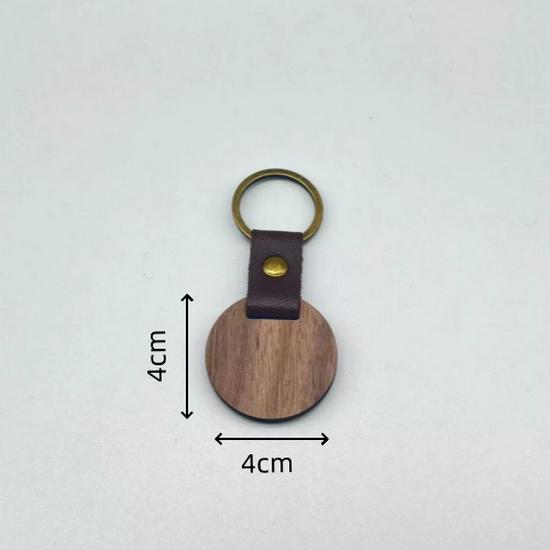 Creative Beech Wood Car Pendant & Leather Keychain with Laser Engraved Walnut Wood Logo