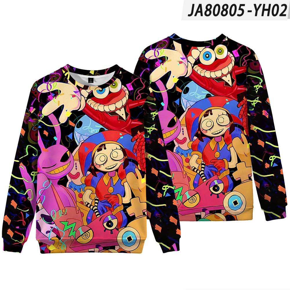 Herren The Amazing Digital Circus Anime Print Hoodies Rundhals Kapuzenpullover Mann Reise Pullover Männlich Top Streetwear Outdoor Trainingsanzug