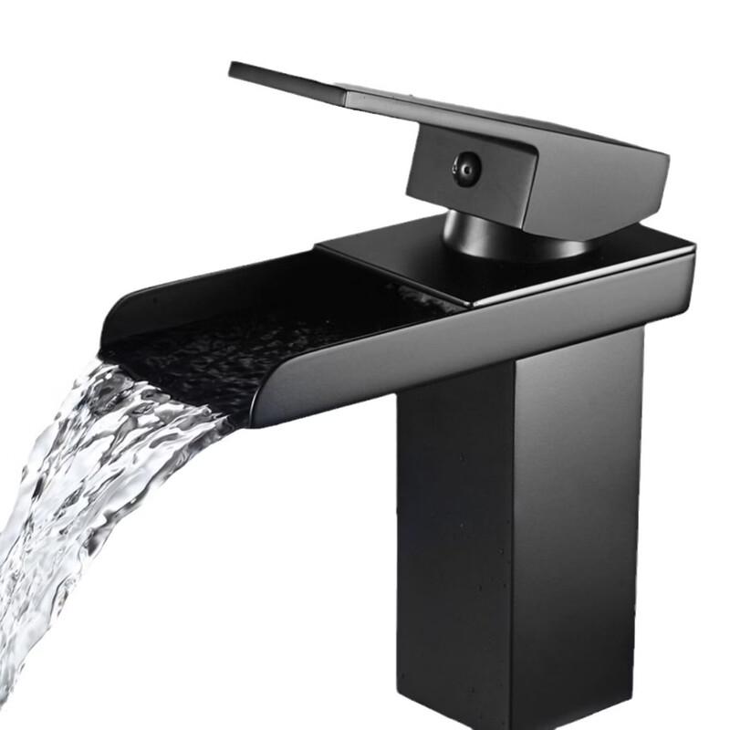 TLXT Black Waterfall Basin Faucet