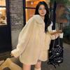 Fur jacket women's medium and long autumn and winter imitation mink velvet thickened fur coat square collar is thin, loose and light