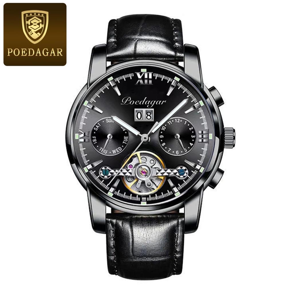 Švýcarské pánské automatické multifunkční tourbillonové hodinky