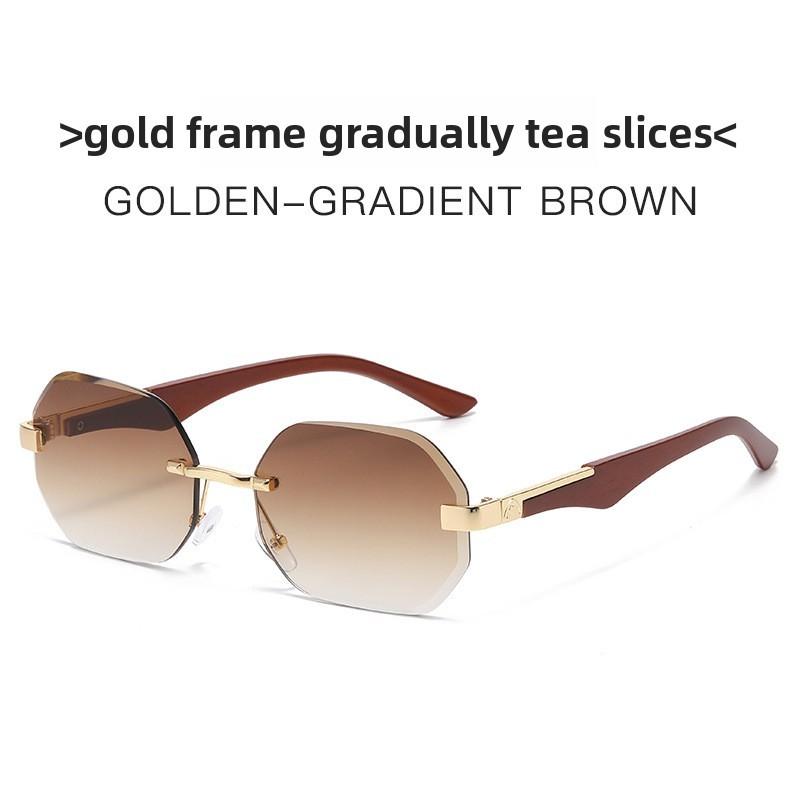 Uv400 Unisex Geometric Metal Frame Sunglasses With Green Lenses For Travel And Fashion