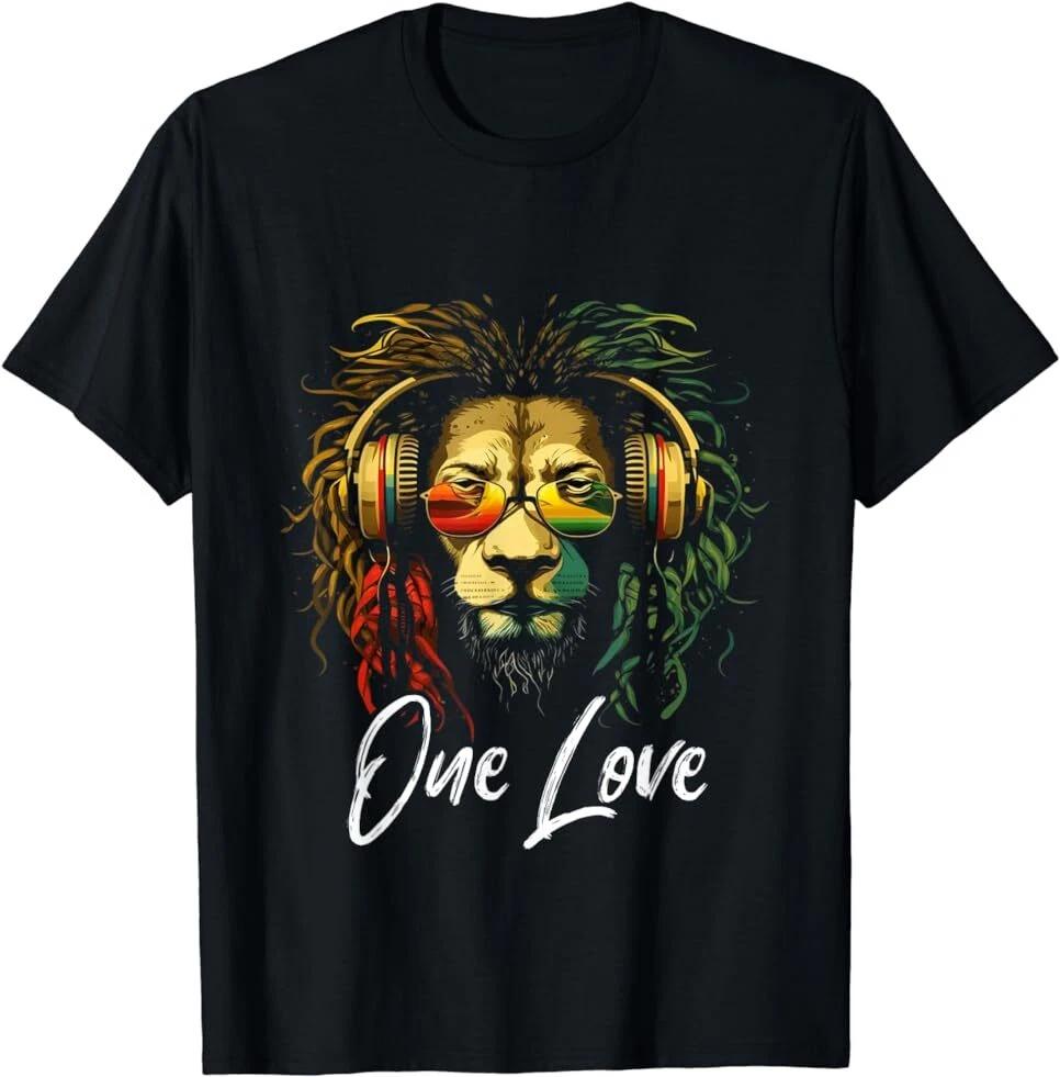 Rasta Reggae Lion Of Judah Jamaican Music Rastafari One Love T-Shirt Size S-5XL L