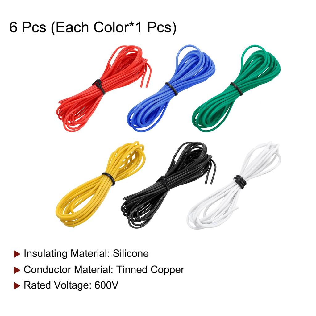 uxcell 24 Gauge Wire Silicone Wire 24AWG Electric Wire Stranded Tinned Copper Wire High