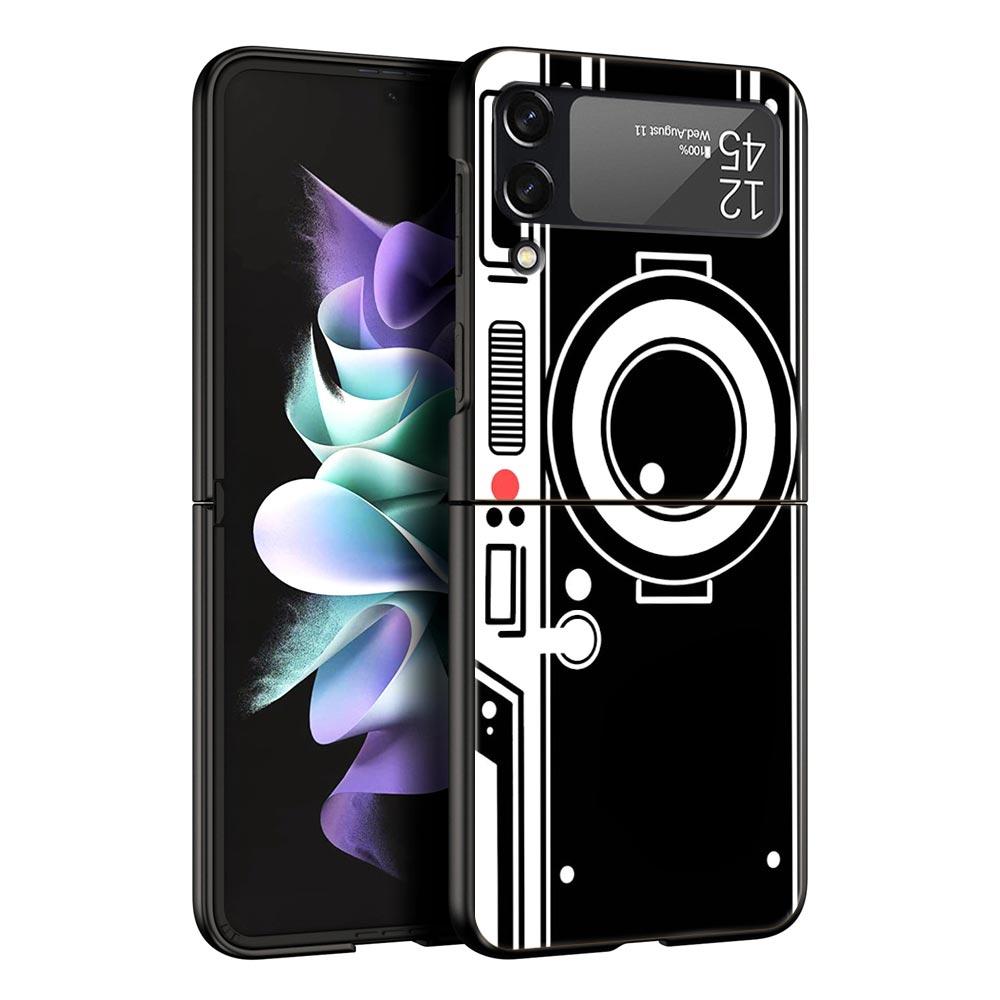 Z Flip 4 Phone Case for Samsung Galaxy Z Flip 3 5G ZFlip3 Flip3 Zflip Flip4 Black Hard Cover Vintage Tape Camera Gameboy Shell