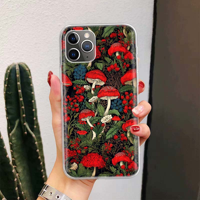 Colorful Mushroom For iPhone 17 Air 16 15 14 Plus 13 Mini 12 11 Pro Max Phone Case 16E 7 Print 8 SE Fundas Cover Soft Coque 16 1