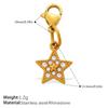 Fashion Light Luxury Diamond Star Moon Sun Lobster Buckle Pendant Stainless Steel Gold Plated DIY Versatile Accessories