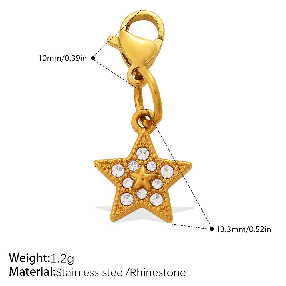 Fashion Light Luxury Diamond Star Moon Sun Lobster Buckle Pendant Stainless Steel Gold Plated DIY Versatile Accessories