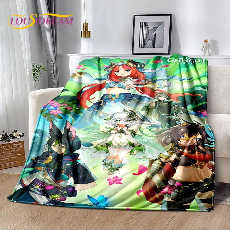New Genshin Impact Character Solo Cartoon Game Soft Blanket,Soft Throw Blanket for Home Bedroom Bed Sofa Picnic Child Gift