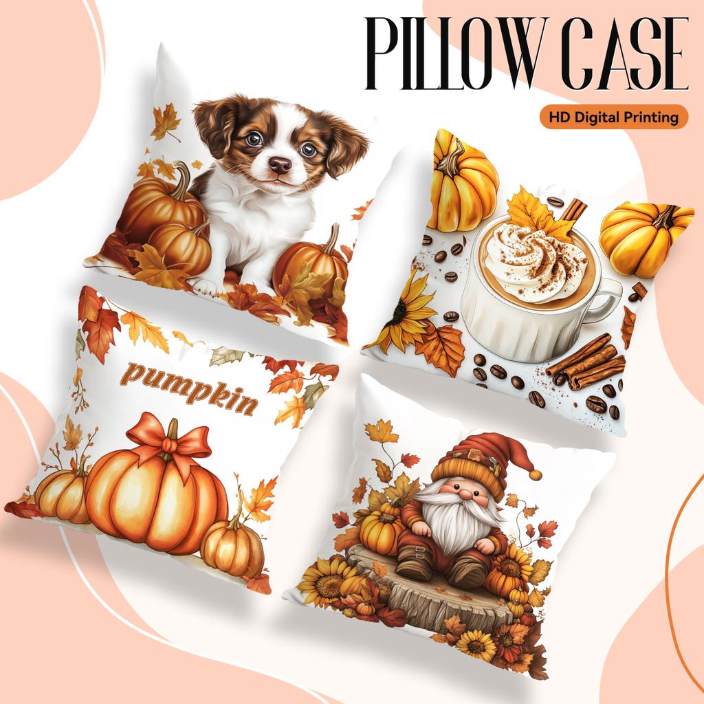 Autumn Thanksgiving Decor Pillowcase Printed Polyester 45x45cm Throw Pillowcover Decorative Sofa Cushion Pillowslip Home Decor