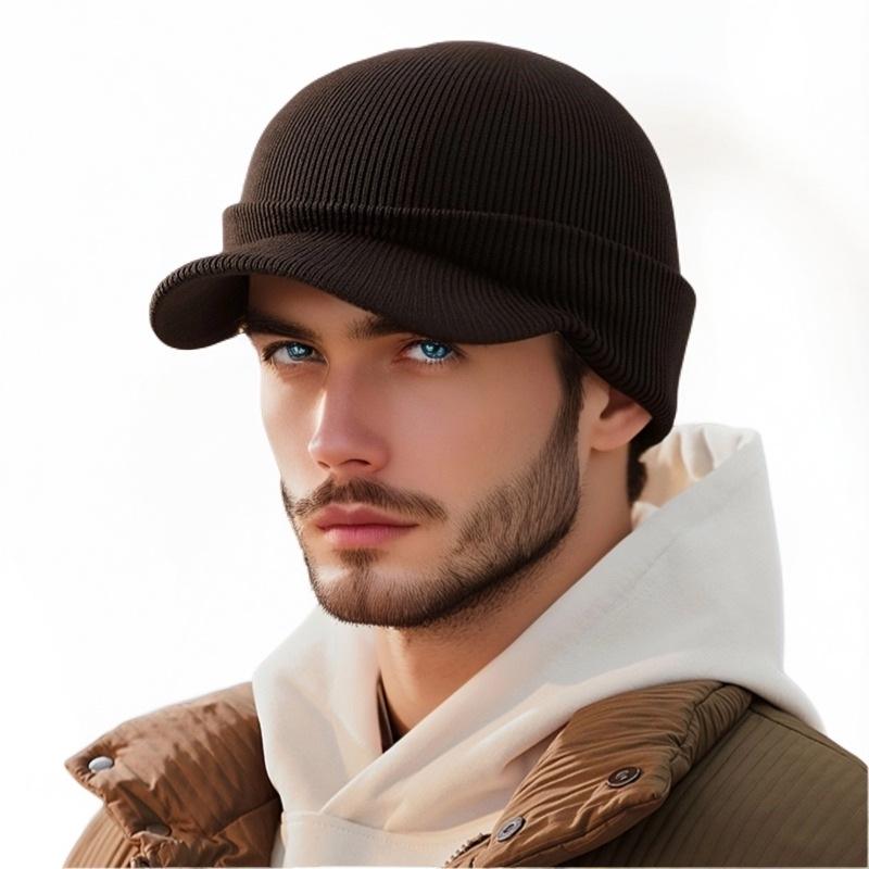 

Winter Men s Thickened Knitted Ski Hat with Warm Wool Face Protection and Duckbill Design