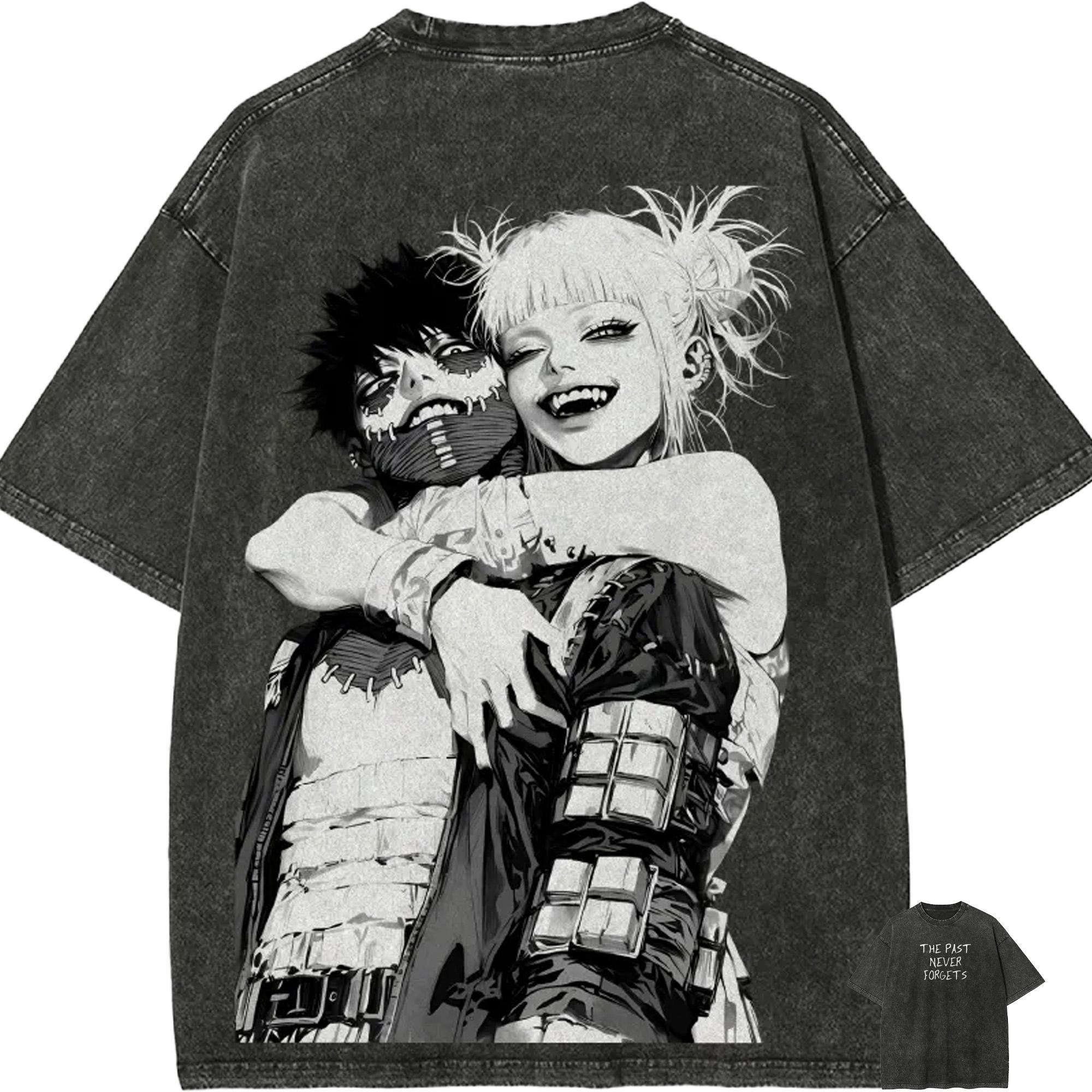 Dabi Himiko Toga T Shirt My Hero Academia Men Acid Wash Anime Graphic Cotton Streetwear League of Villains Manga Vintage Tee M