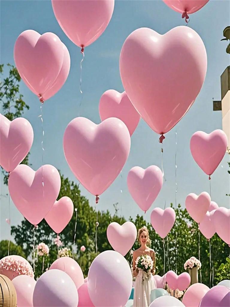20pcs 10Inch Pink Macarons Heart Shape Latex Balloon Birthday Party Decorations Wedding Valentine's Day Decor Kids Shower Globos