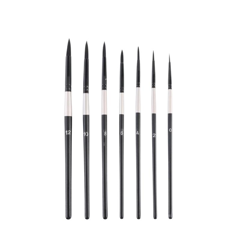 7Pcs Squirrel Hair Brush Set Watercolor Brushes For Beginner Artist Painting Kit Round Pointed Tips No Shed Gouache