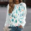 Women's Fashion Casual Long Sleeve Christmas Printed  Neck Sweatshirt Top