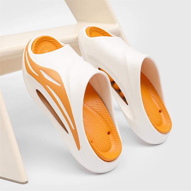 Sports slippers summer bathroom bath leaking two-color one-word outdoor beach mop soft bottom
