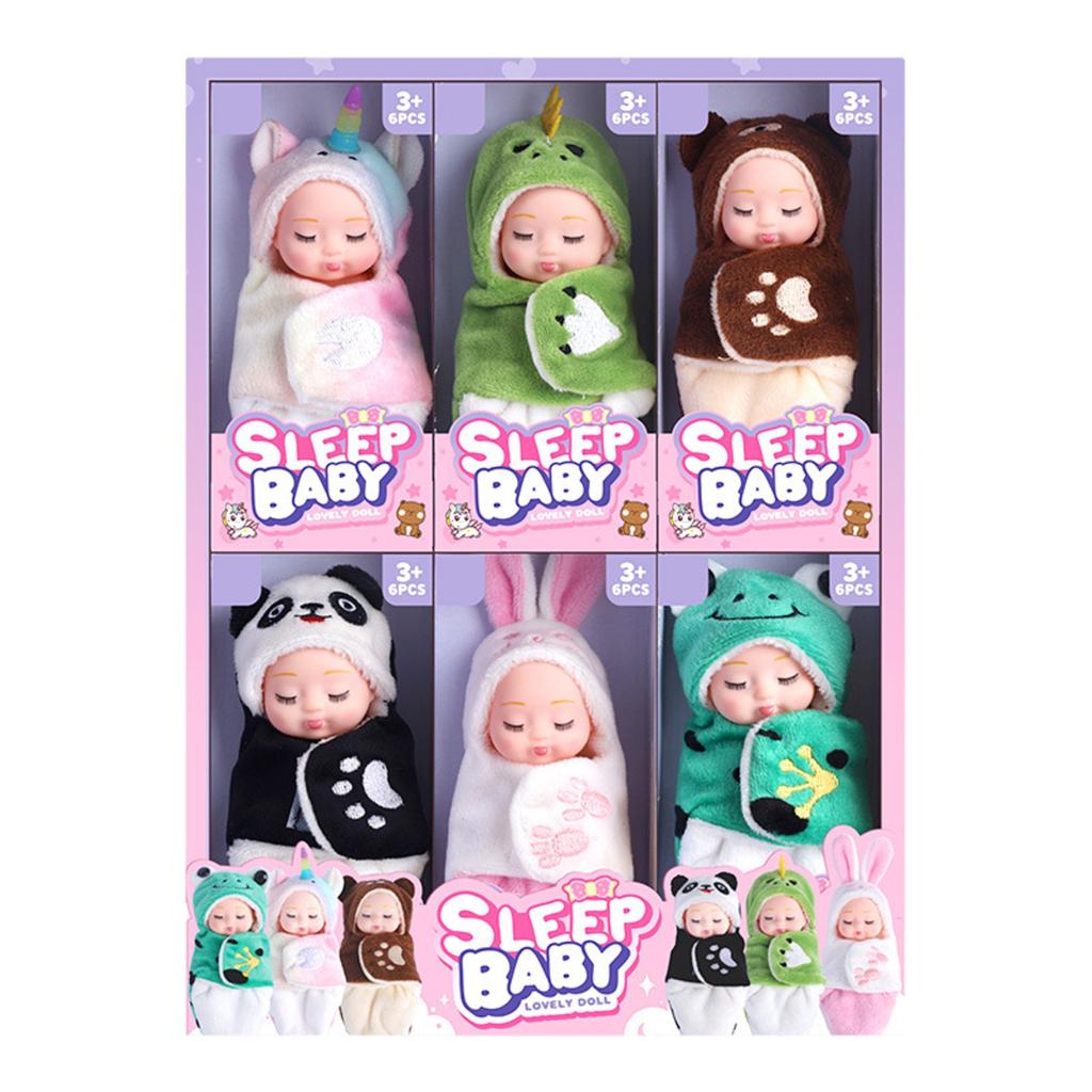 4 Inch Babypoppen 6-delige set Realistische Babypoppen Speelgoed met schattige handgemaakte poppenkleding Geschikt voor kinderen van 3 jaar en ouder