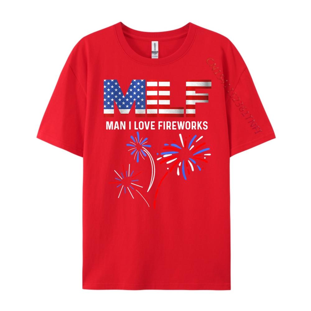 MILF Man I Love Fireworks Funny American Patriotic July 4th Graphic T Shirts Man Streetwear Men S