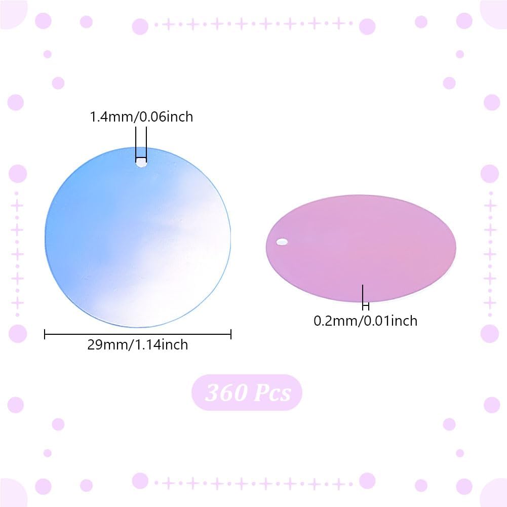 AHANDMAKER 360Pcs Flat Round Sequins, 29mm PVC Loose Sequins, Iridescent Spangles Transparent Sequin Paillettes for Crafts Sewing Embroidery Clothing