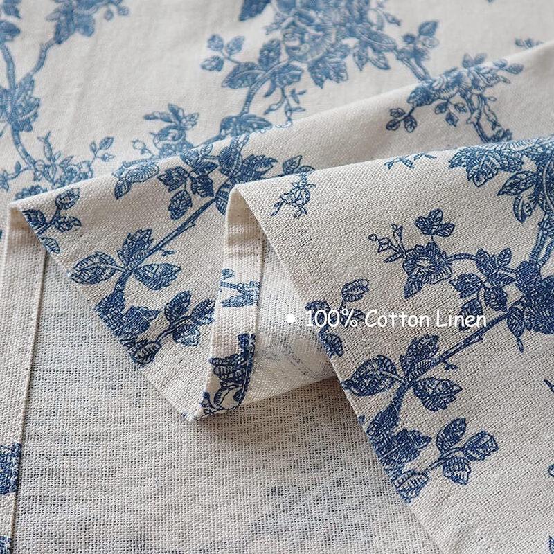 Pastoral Blue Print Cotton Linen Tablecloth