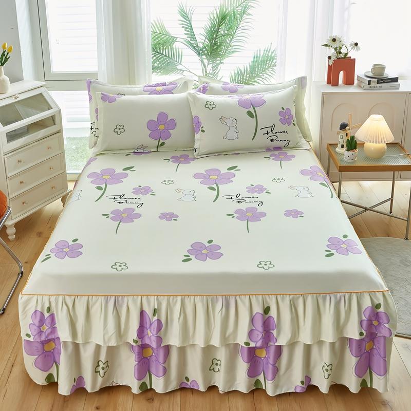 1 stk Sengeteppe i pastoral stil colchas de cama matrimonial Dobbel blondeskjørt til seng King Laken Skjørt (putevar trenger bestilling)