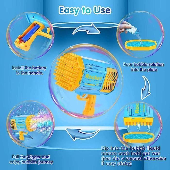 Pistolets à Bulles Enfant - Machine à Bulles Géant 69 Trous Automatique, Bubble Machine avec 2 Liquide à Bulles Kids Toys Enfants