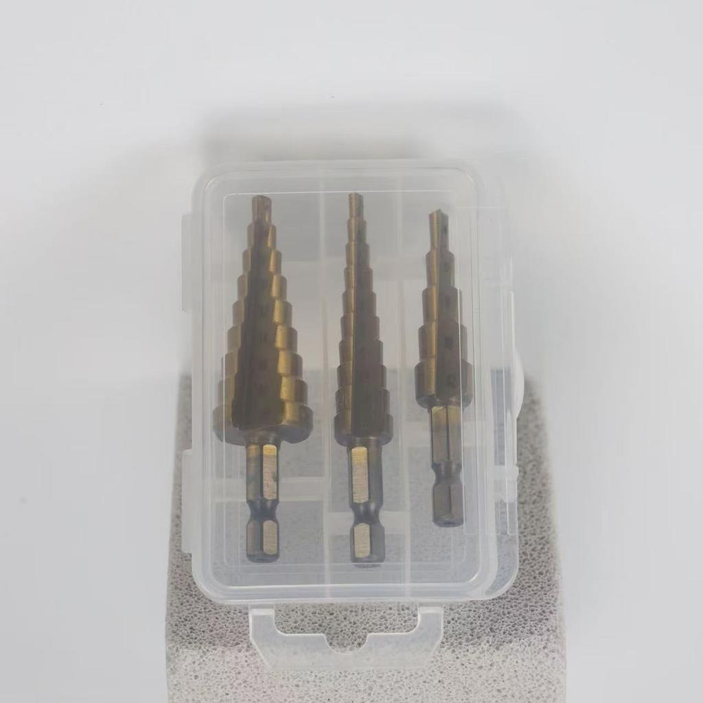 Metric Titanium Step Drill Bits Hexagonal Shank High Speed Steel Cone Hole Cutter Multi Size Drilling for Wood Metal