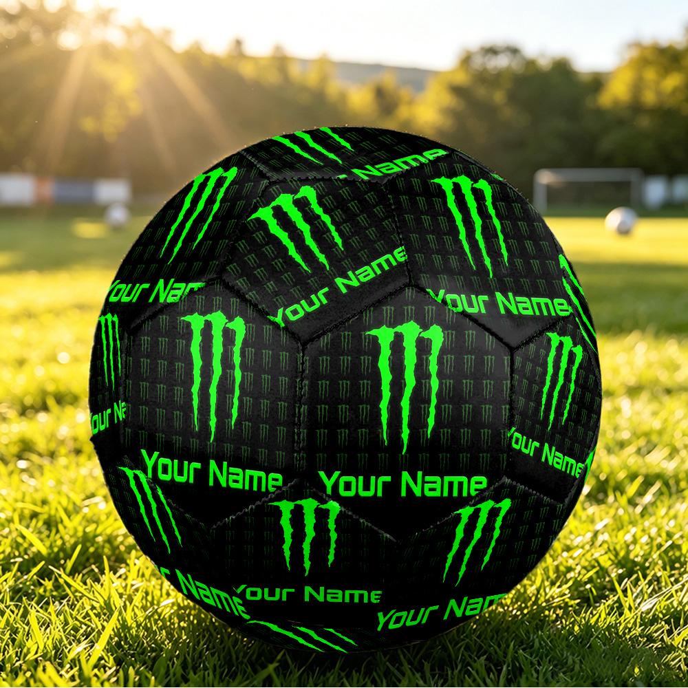 Monster Energy Size 5 Football, Custom Name Text Personalized Soccer Ball Sport Training Gift