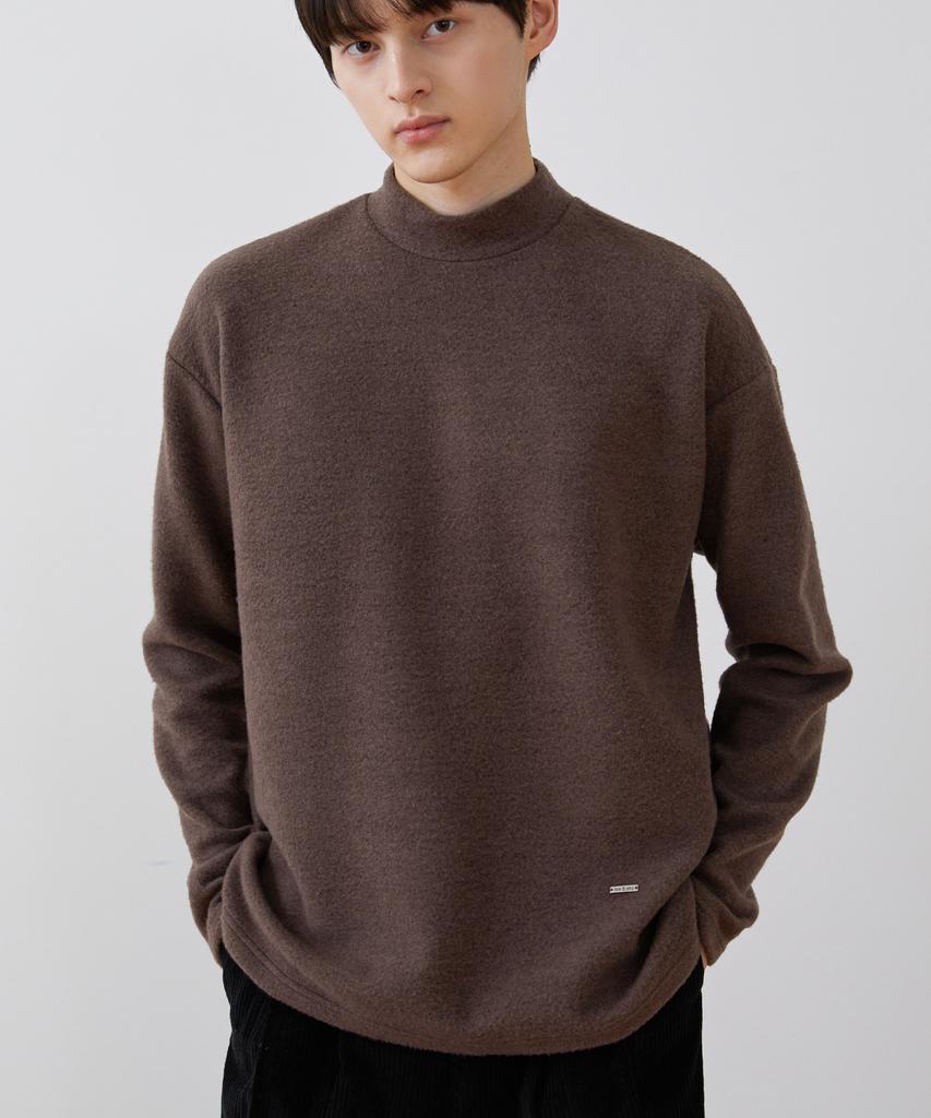 Triple Sense Brushed Half Turtleneck T-Shirt_Brown